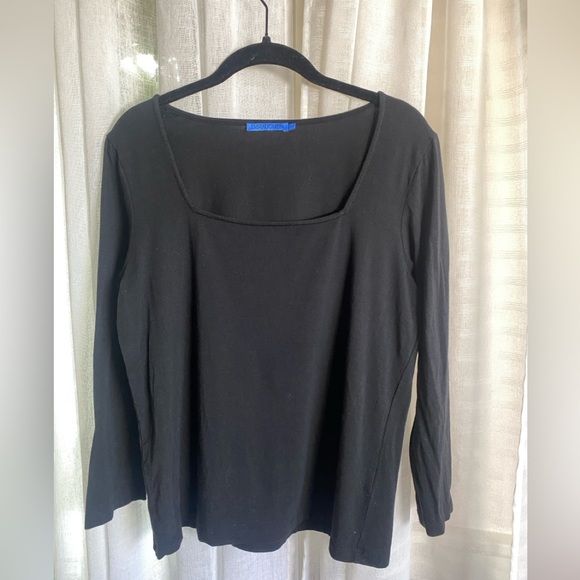 J. Mclaughlin Black Square Neck Top Medium 3/4 Sleeve EUC - Picture 8 of 8
